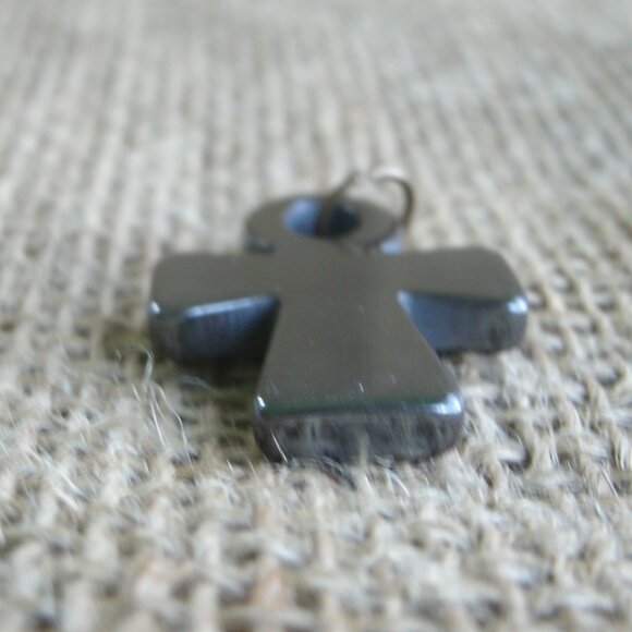 Hand Carved Hematite Egyptian Ankh Pendant - Picture 6 of 7